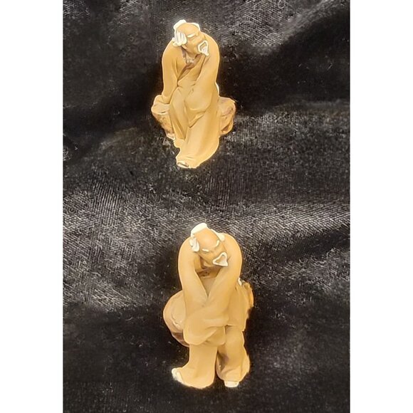 Vintage Chinese Mudmen Figurines, Hand Crafted, Set of 2 - Picture 8 of 10